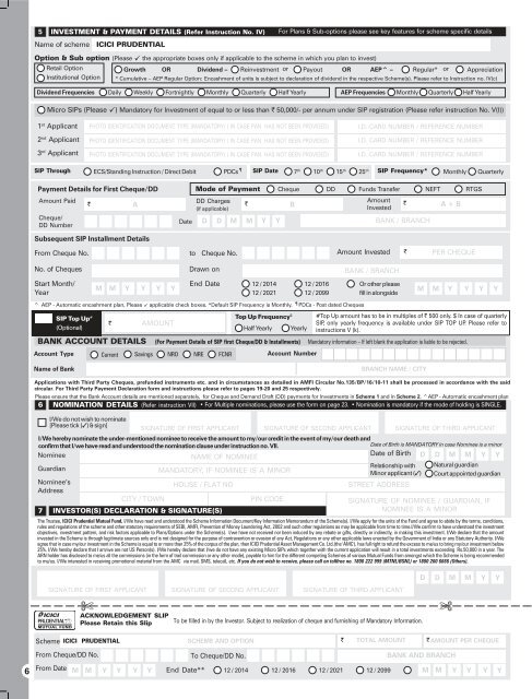 Key Information Memorandum & Common Application Form Key ...