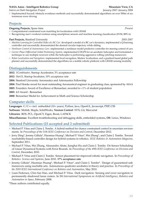 detailed resume - Michael Vitus