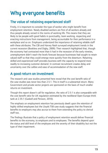 Vocational rehabilitation The business case for retaining newly disabled staff and those with a long-term health condition