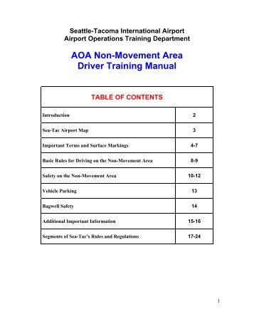 AOA Non-Movement Area Driver Training Manual - Port of Seattle