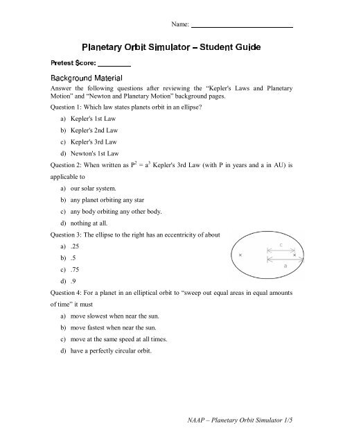 Planetary Orbit Simulator Student Guide (.pdf)