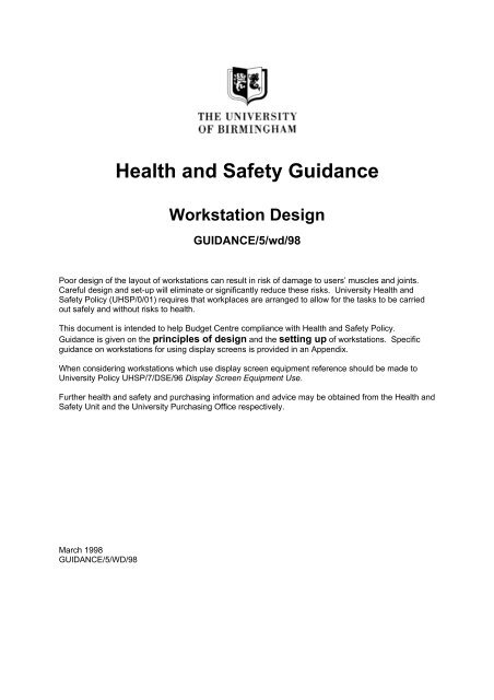 Workstation design -University guidance (PDF 143KB)