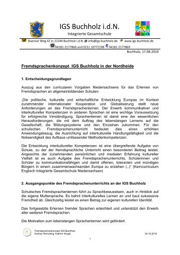 Fremdsprachenkonzept IGS Buchholz in der Nordheide