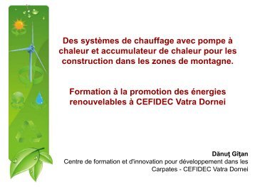 Introduction d'un système de pompes à chaleur pour ... - Euromontana