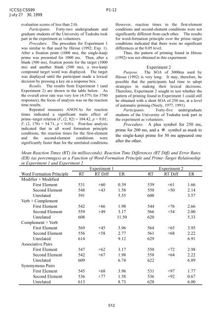 A Priming Paradigm Study Terry Joyce, University of Tsukuba