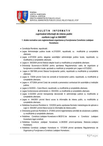 Buletin informativ - Consiliul Judetean Hunedoara