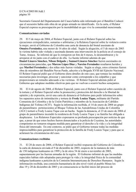 Informe del Relator Especial sobre la situaciÃ³n de los ... - Acnur