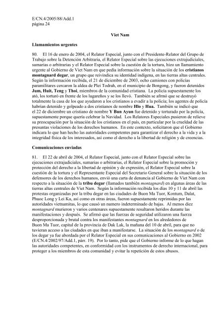 Informe del Relator Especial sobre la situaciÃ³n de los ... - Acnur