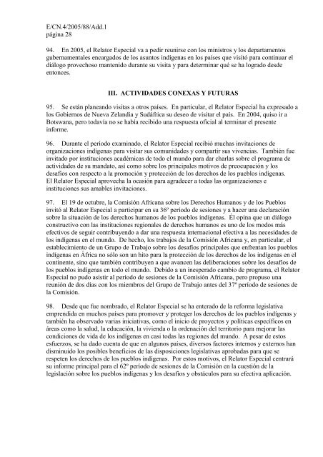 Informe del Relator Especial sobre la situaciÃ³n de los ... - Acnur