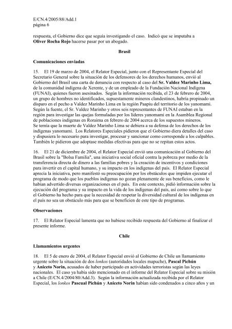 Informe del Relator Especial sobre la situaciÃ³n de los ... - Acnur