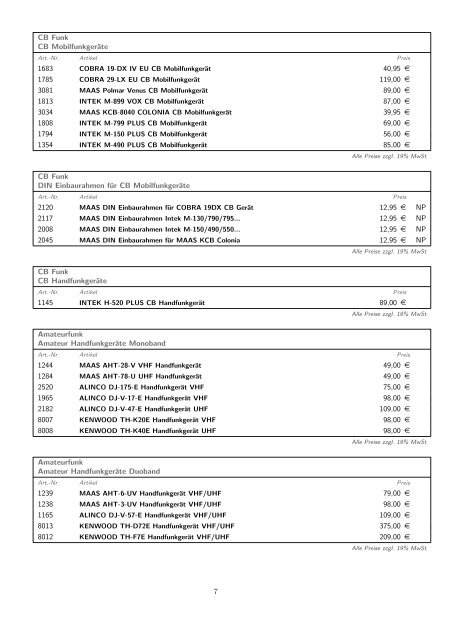 Aktuelle Fachhandels-Preisliste herunterladen - Maas