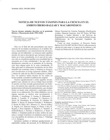 Nuevos táxones animales descritos en la península Ibérica y - Csic