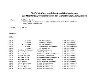 Die Entwicklung der Rekorde und Bestleistungen von Mecklenburg ...
