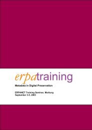 Metadata in Digital Preservation - Erpanet