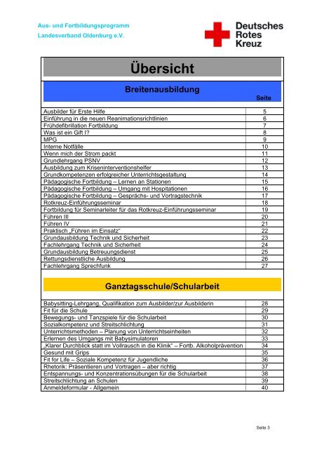 Breitenausbildung - DRK Landesverband Oldenburg