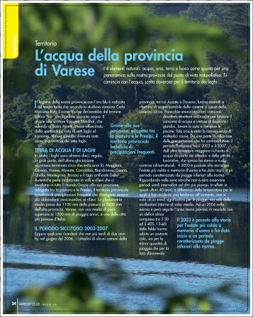 L'acqua della provincia di Varese - Unione degli Industriali della ...