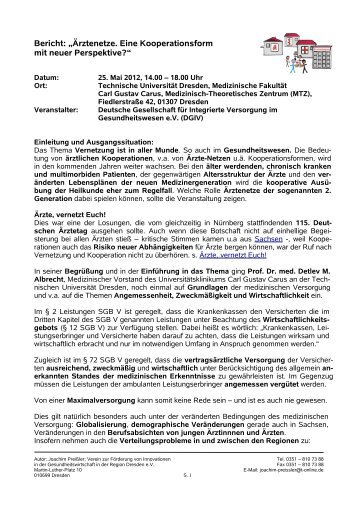 Bericht von Joachim PreiÃler - Gesundheit-Sachsen