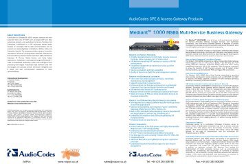 AudioCodes Mediant 1000 Datasheet (PDF) - VoIPon Solutions