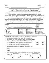 LAB: “Separating Several Substances”