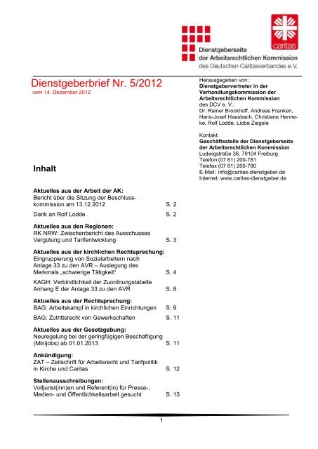 Dienstgeberbrief Nr 5 12 Caritas