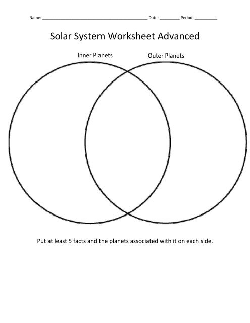 solar system worksheet advanced