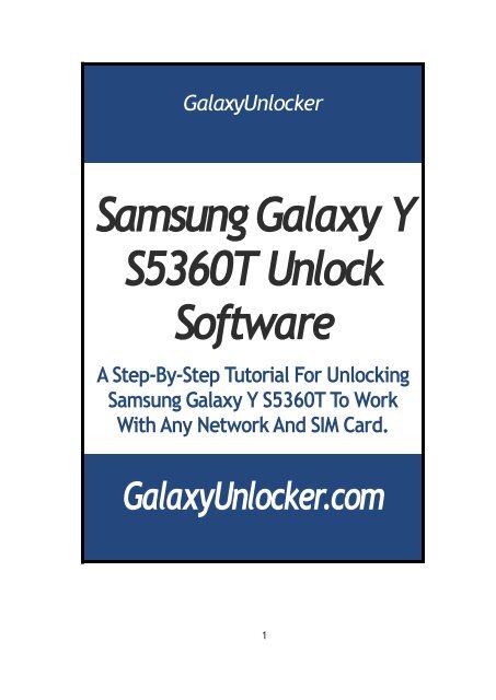 Samsung Galaxy Y S5360T Unlock Software - GalaxyUnlocker