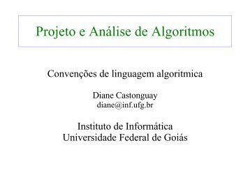 Convenções de algoritmo - Instituto de Informática - UFG