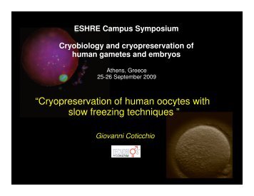 Cryobiology and cryopreservation of human gametes and ... - eshre