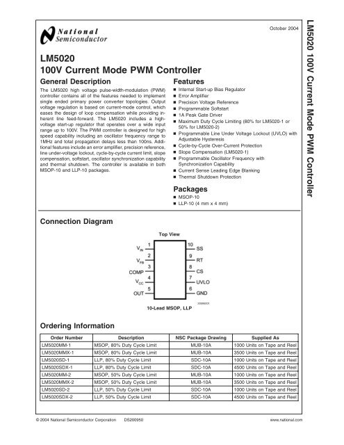 LM5020 100V Current Mode PWM Controller