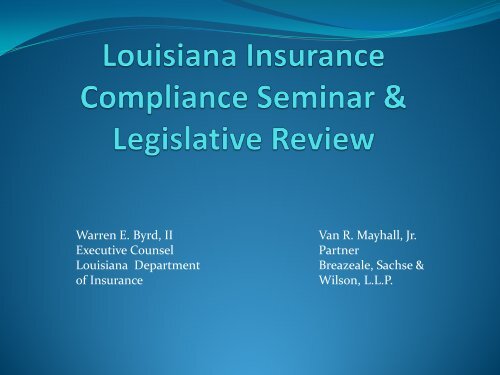 Legislative Review - Louisiana Department of Insurance