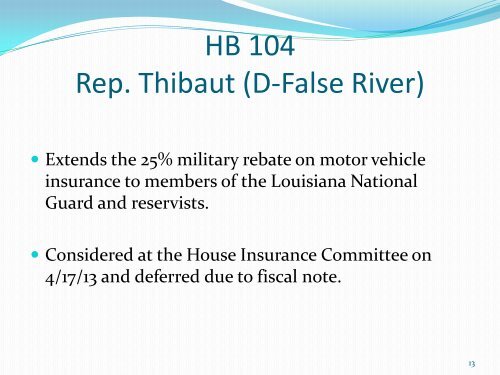 Legislative Review - Louisiana Department of Insurance