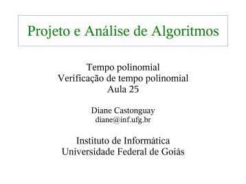 Projeto e Análise de Algoritmos - Instituto de Informática - UFG