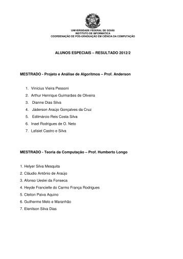 relação dos aprovados (.pdf) - Instituto de Informática