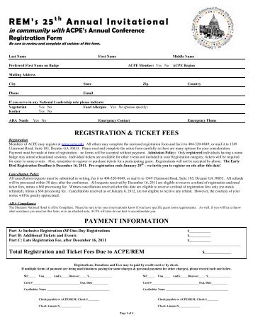 In Community With ACPE's Annual Conference Registration Form