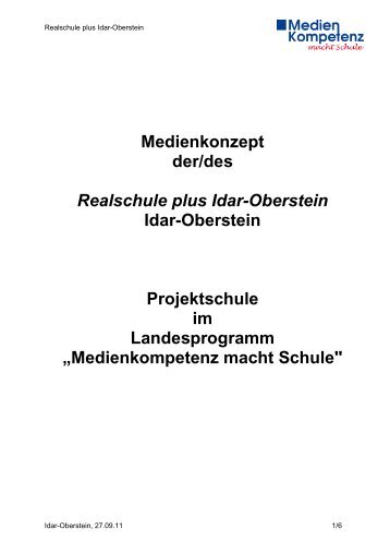 Medienkonzept der/des Realschule plus Idar-Oberstein Idar ...