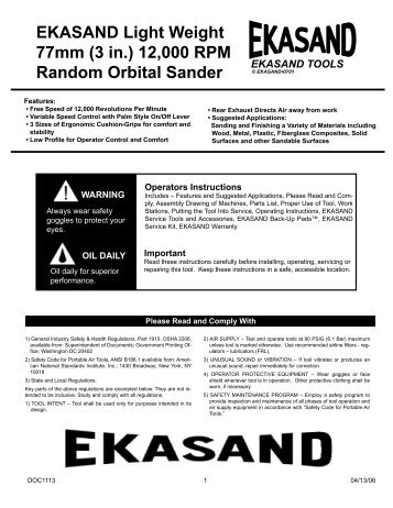 Ekasand Lightweight 3 in Random Orbital Sander