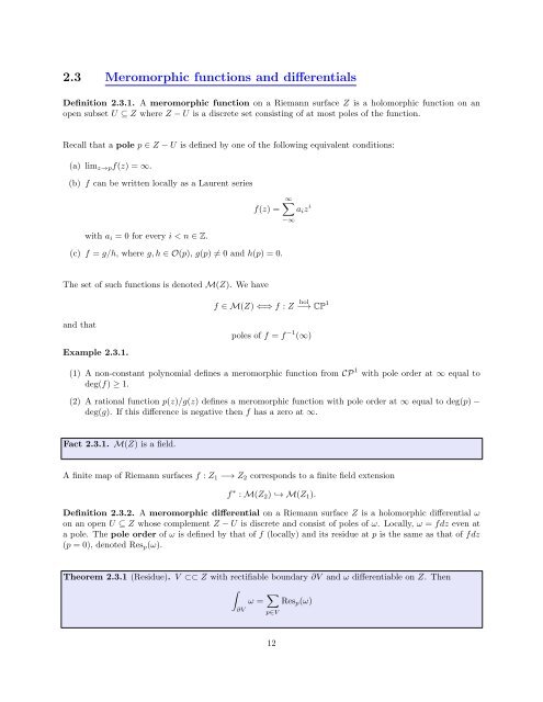 COMPLEX GEOMETRY Course notes