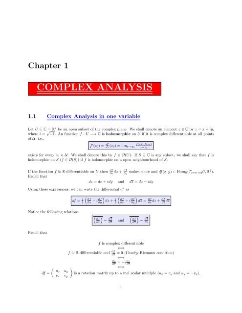 COMPLEX GEOMETRY Course notes