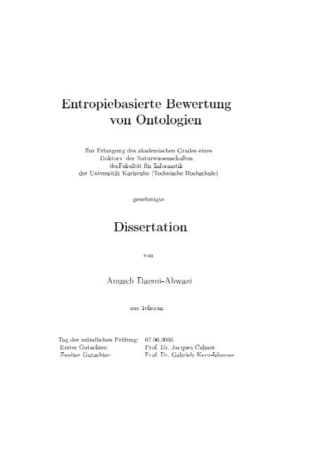 Entropiebasierte Bewertung von Ontologien Dissertation