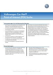 Bedienungsanleitung Sonderzielsuche mit Volkswagen Car-Net