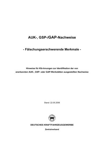 AUK-, GSP-/GAP-Nachweise - Innung des Kfz-Handwerks Hannover