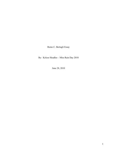 Remo C. Bertugli Essay By - Miss Rain Day Pageant