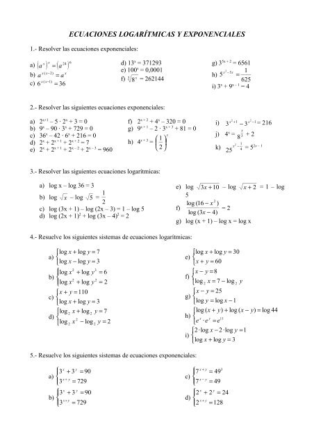 Ecuaciones LogarÃtmicas y Exponenciales