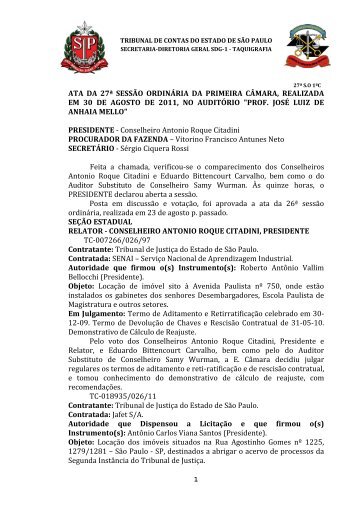 ata da 27Âª sessÃ£o ordinÃ¡ria da primeira cÃ¢mara, realizada em 30 de ...