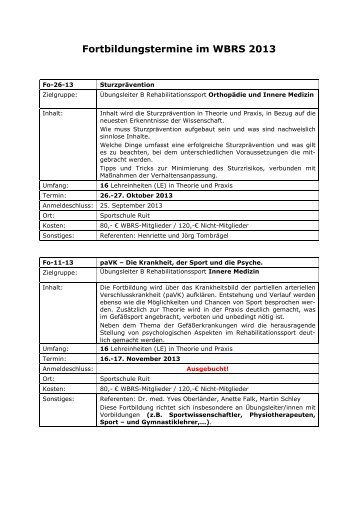 Fortbildungstermine im WBRS 2013 - WÃƒÂ¼rttembergischer ...