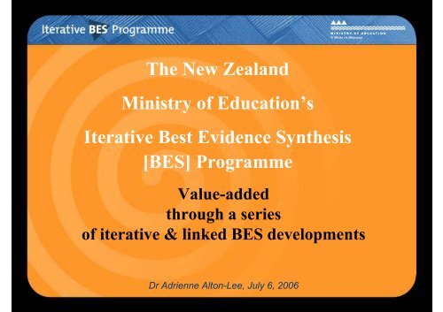 Adrienne Alton-Lee (New Zealand) - Teaching and Learning ...