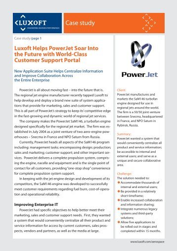 Luxoft Helps PowerJet Soar Into the Future with World-Class Customer