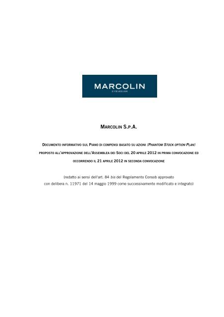 Piano di compensi basato su azioni - Marcolin