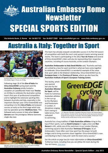 Australian Embassy Rome Newsletter SpEciAl SpoRtS EditioN ...