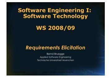 Software Engineering I - Chair for Applied Software Engineering